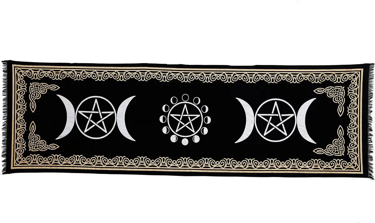 Indian Consigners Altar Cloth — Triple Moon and Moon Phases, Long-Side Tablecloth