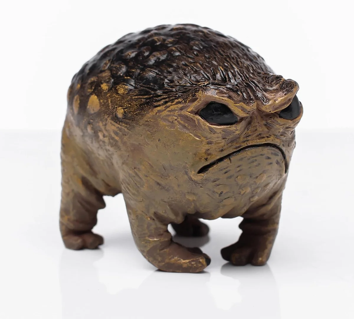 Single-figure novelty statue sculpted as a scowling, ugly grumpy toad — MOLMH's Weird Queer Grumpy Frog Toad Statue, pitched for outdoor garden yard decor and indoor home or office display