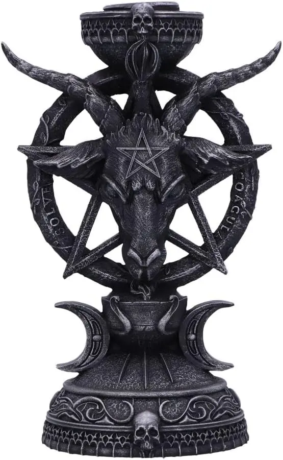 Nemesis Now Baphomet Candle Holder — Hand-Painted Resin with Pentagram Base, 15.5cm