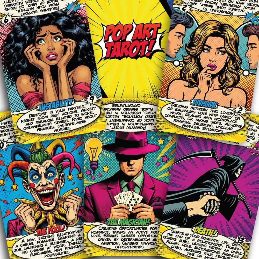 Pop Art Tarot Deck, 78-card tarot set with magnetic gift box and guidebook, real product photo